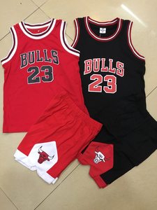 儿童篮球服套装红色23号乔丹公牛湖人科比球