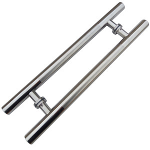 加厚不锈钢圆管大拉手玻璃门拉手白钢有框大门把手银色拉手门把手