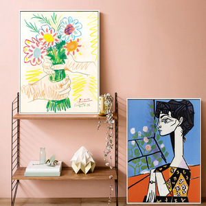  span class=h>毕加索 /span> 手执鲜花 楼梯抽象少女画玄关走廊卧室