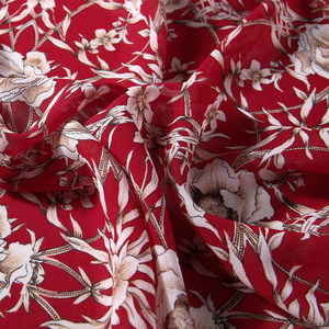 正红色布料面料图片