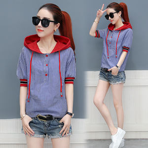 新款雪纺衫2018夏季碎花雪纺女士五分袖洋气