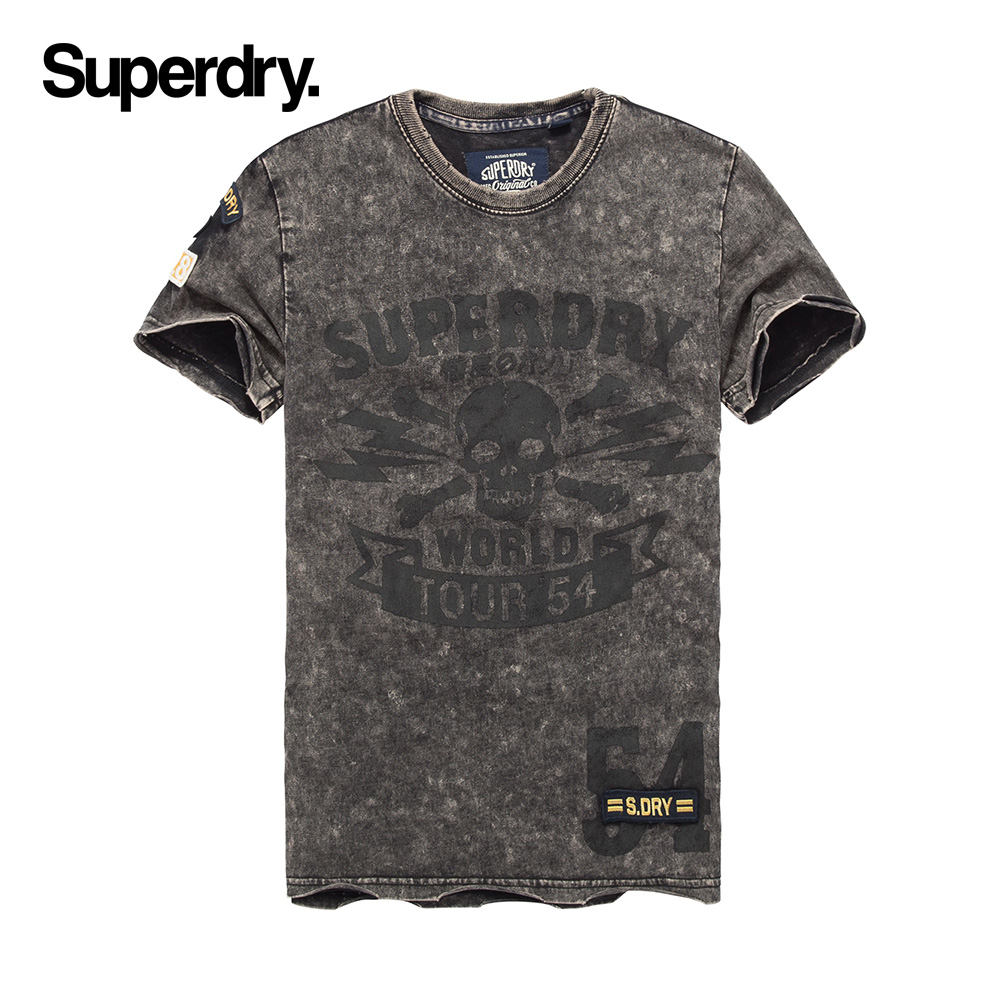 英国Superdry极度干燥春夏男士磨白做旧字母印花潮流休闲短袖T恤