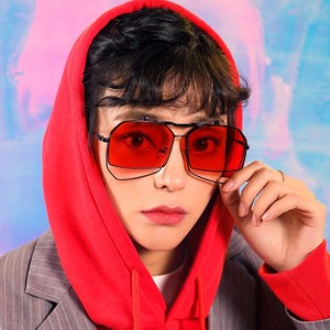 migo韩国2018新款个性红色嘻哈 span class=h>墨镜 /span>女 span