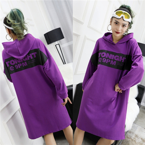 深紫色中长款卫衣图片