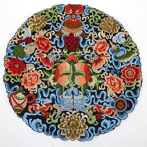 圆形补子装饰民族风图案布贴刺绣绣片补洞贴花抱枕绣花贴