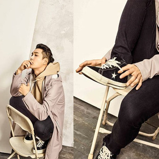 张艺兴上脚明星同款匡威one star mid 黑色翻毛皮中帮板鞋157701c