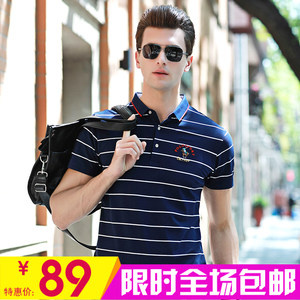 夏装中老年男polo衫短袖爸爸中年男装纯棉翻领