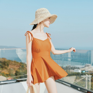 爱沫汐泳衣女保守连体遮小肚子韩国小胸显瘦裙式 span class=h>女装 