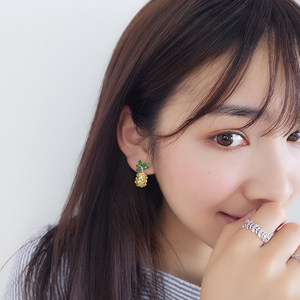 可爱菠萝耳环耳钉日韩国版时尚个性耳夹无耳洞耳饰品欧美风首饰女