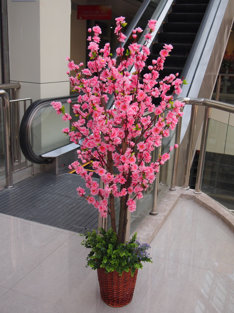 包邮仿真植物落地花艺田园桃花树樱花树客厅装饰假花装饰花绢鲜花