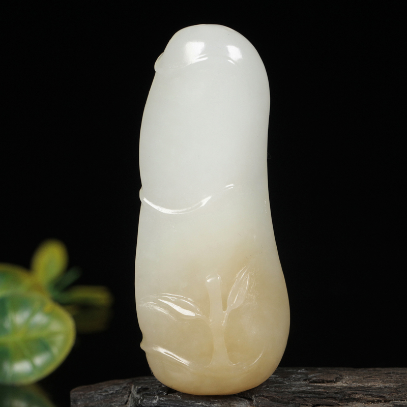 苏工高白润和田玉糖羊脂白玉竹子挂件 节节高 44.8克 竹子吊坠