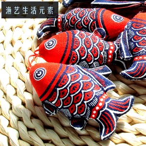 彩鱼鲤鱼 布络纯棉传统手工壁饰 span class=h>挂饰 /span> 锦鲤 span