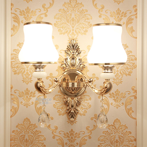 欧式壁灯    水晶壁灯电视背景墙灯双头楼梯过道灯简欧卧室床头灯