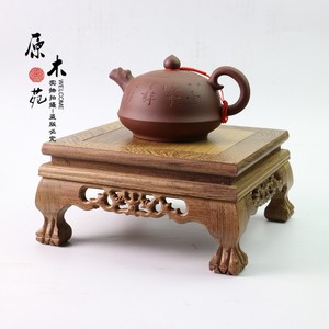 红木底座 鸡翅木盆景架子实木正方形印章鱼缸