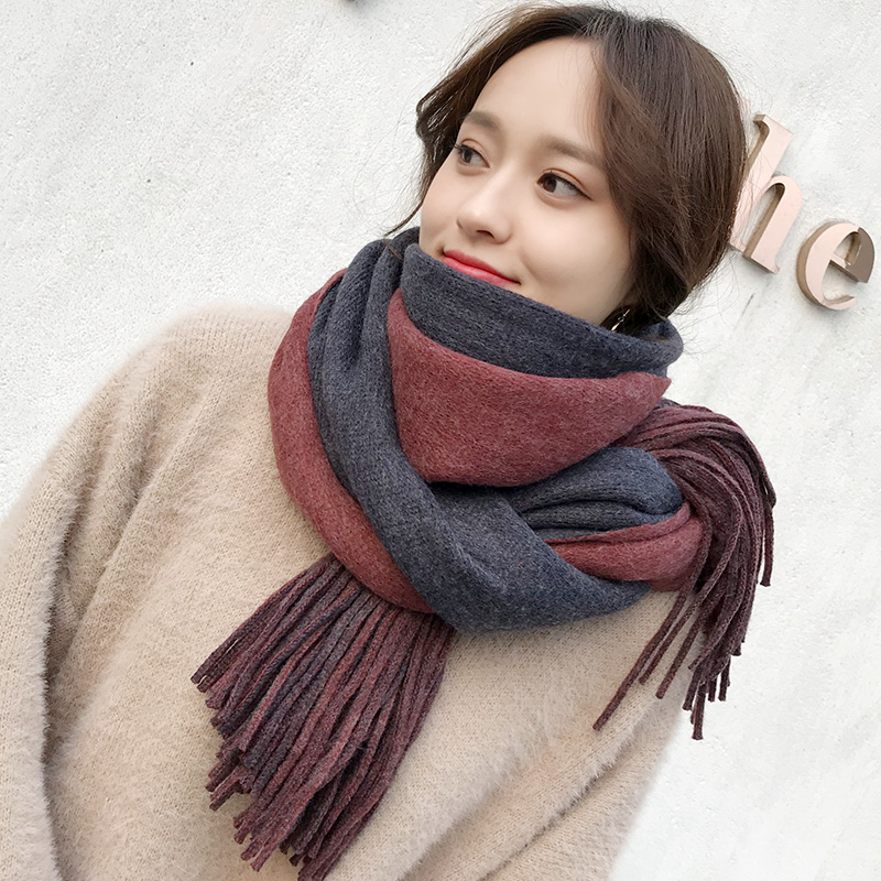 围巾女冬季韩版百搭学生披肩秋冬针织毛线长款双面加厚女士围脖冬
