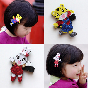 手工定制款 巧虎和琪琪 儿童公主宝宝安全款发夹发饰品头饰边夹