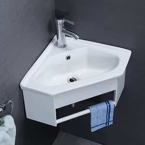 小三角盆卫生间不锈钢陶瓷洗脸洗面盆洗手盆柜组合迷你户型转角