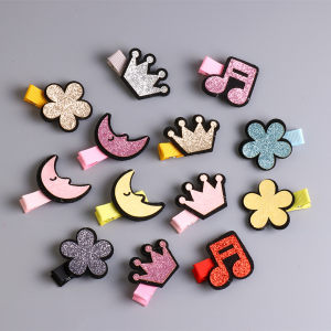 韩国闪粉卡通儿童头饰 宝宝 span class=h>发夹 /span>皇冠月亮款全包