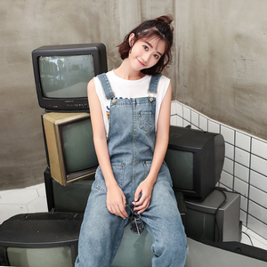 秋女背带裤九分可爱图片