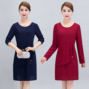 中年女秋装2017新款连衣裙30-40-50岁妈妈装