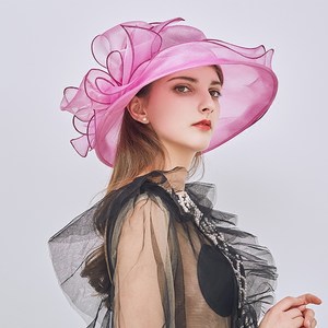 新款欧根纱帽子韩版百搭大沿帽沙滩防紫外线太阳帽蝴蝶结网纱 span