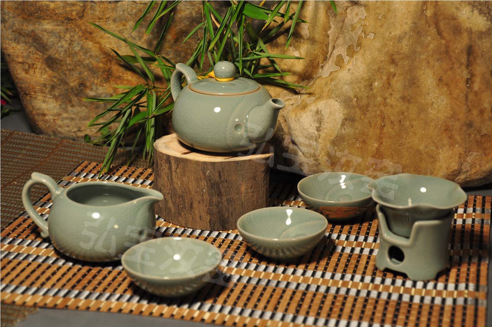 弘宝汝瓷 乾坤十件套装 汝窑茶具 汝瓷原产地 高档礼盒包装礼品装