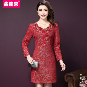 金连来秋装参加婚礼妈妈装连衣裙高档婆婆结婚