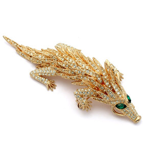 奥地利水晶金色穿山甲胸针女 个性男士夸张酷眩 韩国饰品正品包邮