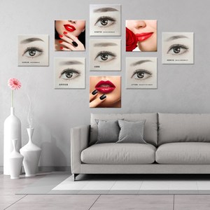 美甲半永久纹绣店装饰画眉眼唇微整形照片墙美