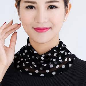 领美桑蚕丝防晒网纱脖套夏季轻薄透气真丝女士假领子套头围巾围脖