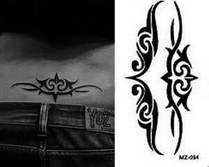 个性腰部图腾刺青 男女 防水 纹身 贴纸创意持久情侣纹身纸