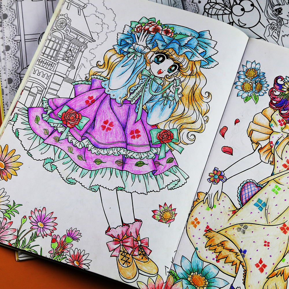 女孩换装公主涂色书籍 儿童5-6-7-8岁女宝宝美少女手工涂鸦填色书