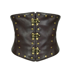 熠先生蒸汽朋克大陆steampunk 皮革铆钉金属咖色腰封束腰corset