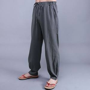 亚麻男士休闲裤夏棉麻中国风唐装男裤子中老年