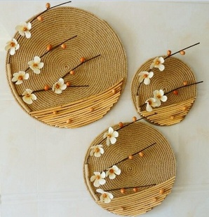 背景墙 家居壁饰挂件东南亚挂件干支干花麻绳复古怀旧玄关墙饰