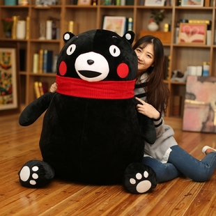 正版日本围巾熊本熊公仔超大号抱抱熊毛绒玩具泰迪熊周边生日礼物