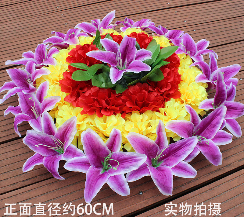 仿真花菊花环大花圈绢花清明节花便宜扫墓花假花祭祀花装饰花批发