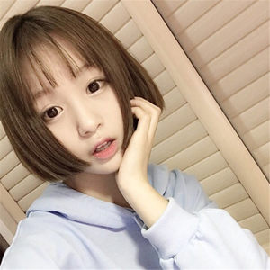 快手网红晶哥同款 span class=h>假发 /span> 空气刘海短发女生 span