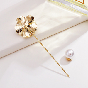 一字胸针女插针式人造珍珠长胸花简约日韩大气外套开衫别针配饰品