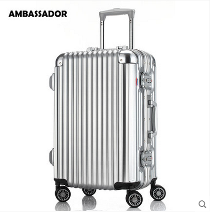 AMBASSADOR大使箱包铝框旅行箱pc拉杆箱男女行李箱万向轮22寸20寸