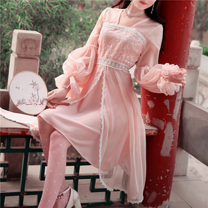 陛下兰他惜春 span class=h>夏新 /span>款古风改良灯笼袖温柔风复古