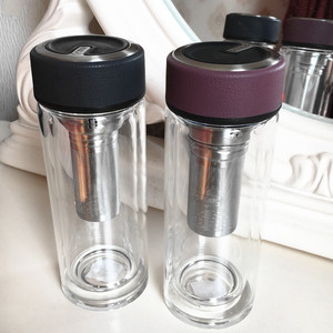 shimizu高档双层玻璃杯带茶滤网茶水杯便携大容量商务礼盒礼品杯