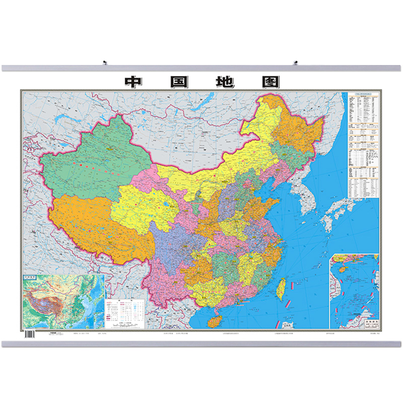 【哑光高清】中国地图挂图2019全新版 高清双面覆膜防水1.1*0.8米 超大无拼接 家用办公室商务学生地理地图高铁路高速国道交通地图