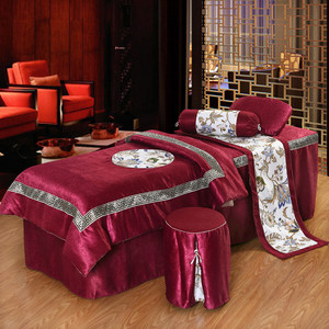 美容床床罩四件套100%全棉夏季高档简约欧式