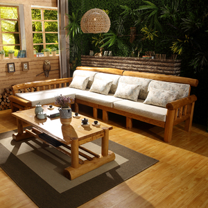 客厅木质沙发图片