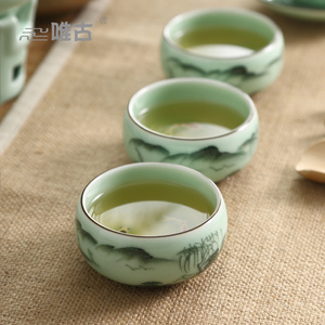 class=h>茶杯 /span>套装陶瓷茶具景德镇品茗主人碗山水仿古代