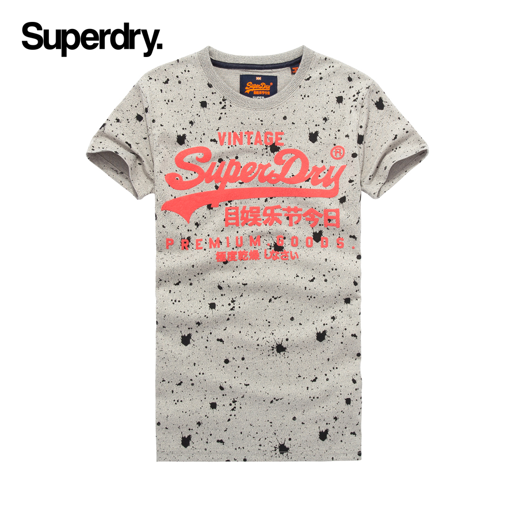 英国Superdry极度干燥春夏男士泼墨字母LOGO印花潮流休闲短袖T恤