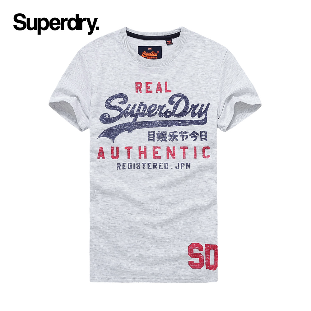 英国Superdry极度干燥春夏男士做旧字母LOGO印花潮流休闲短袖T恤