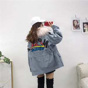 九瓣花 18新款超大貉子毛领星星派克服 獭兔毛内胆中长款皮草大衣