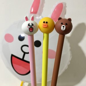 卡通小熊小鸡小兔圆大头中性笔黑色0.5mm水性笔签字笔